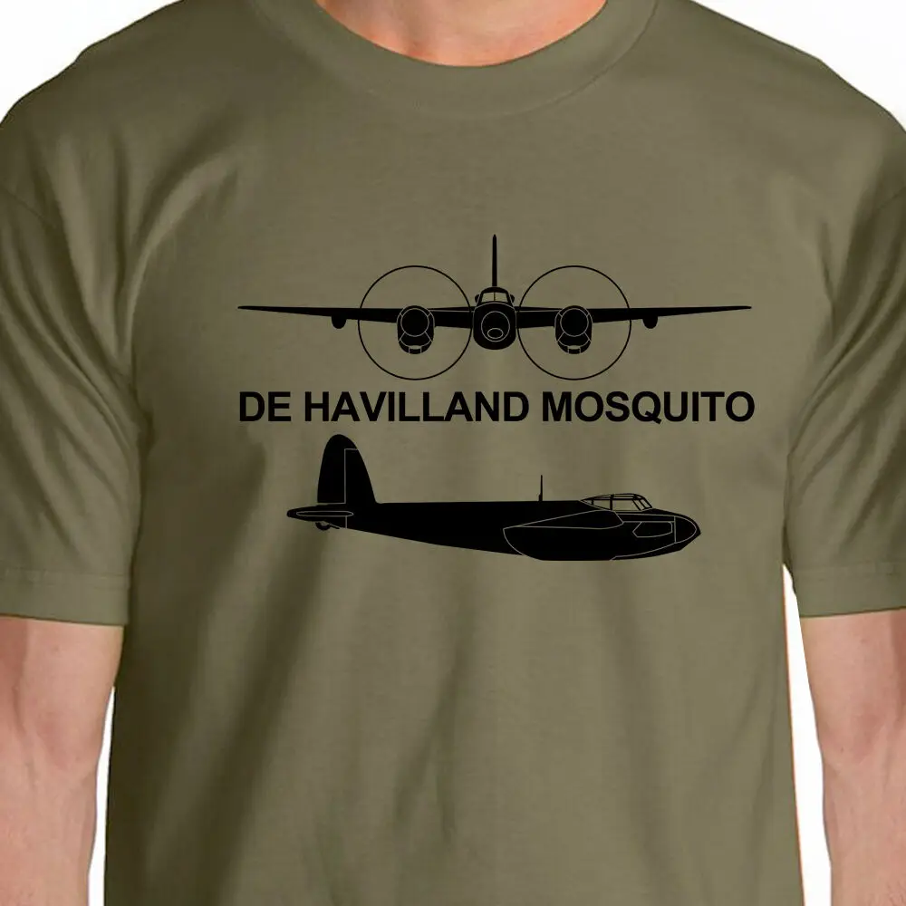 

Aeroclassic Silhouette Ww2 De Havilland Mosquito Aircraft T-Shirt Men 2019 New Short Sleeve Cotton Print Men'S T Shirts