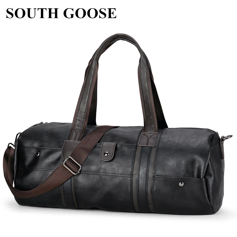 

SOUTH GOOSE Soft Leather Men Travel Bags Carry On Large Capacity Duffle Bags Male Weekend Casual Tote Bags Portable Shoulder Bag