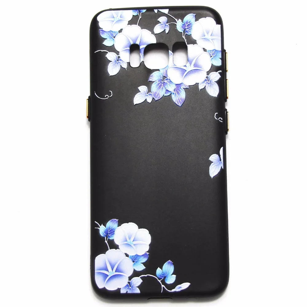 Для Samsung Galaxy S8 плюс Чехол мягкий чехол TPU цветок черный для S5 s6 S6 Edge S7 S7edge|case for samsung