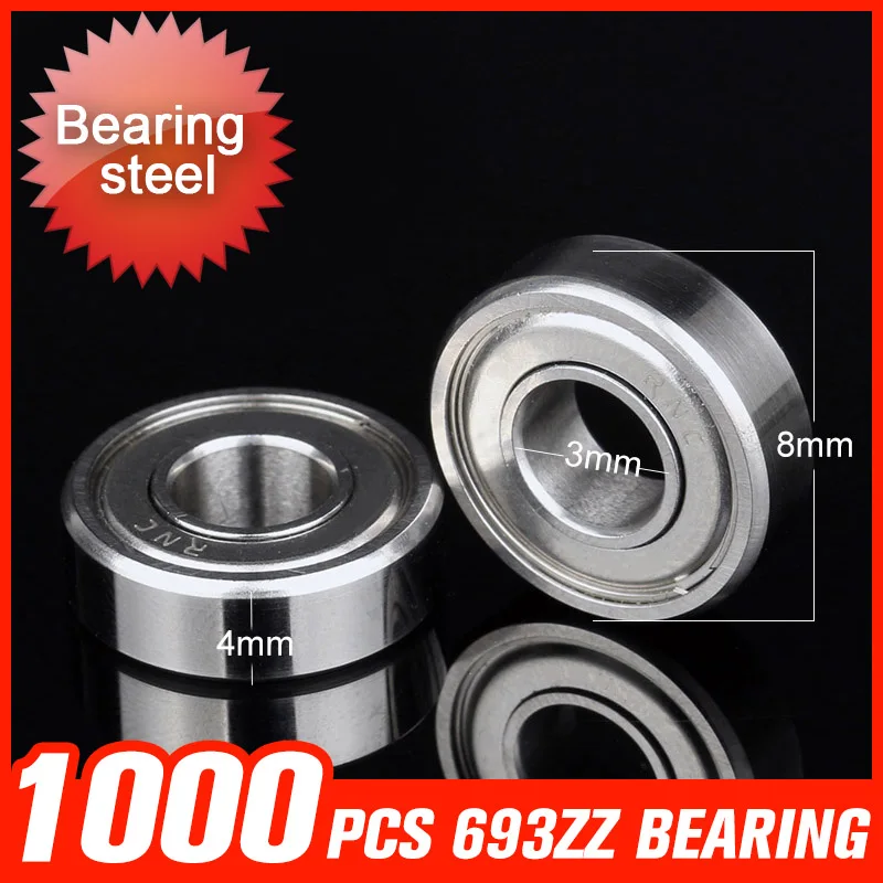 1000pcs 693ZZ Bearing 8x3x4mm Bearings For Shielded Pump Sealing