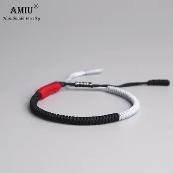 AMIU Tibetan Buddhist Lucky Charm Tibetan Bracelets & Bangles For Women Men Handmade Knots Black Rope Christmas Gift Bracelet