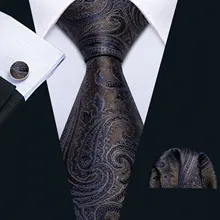 Мужской галстук, шейный платок и запонки, Шелковый Цветочный галстук, Серый Галстук Пейсли, Свадебный галстук 8 см, набор галстуков на шею, подарок для мужчин, Barry. Wang N-5163