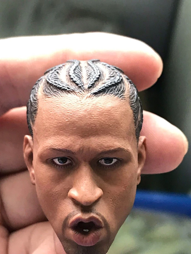 1/6 Basketball Star Allen Iverson open mouth Head Carved American Head  Carved Model Toys Fit 12" Action Figure Body|Action Figures| - AliExpress
