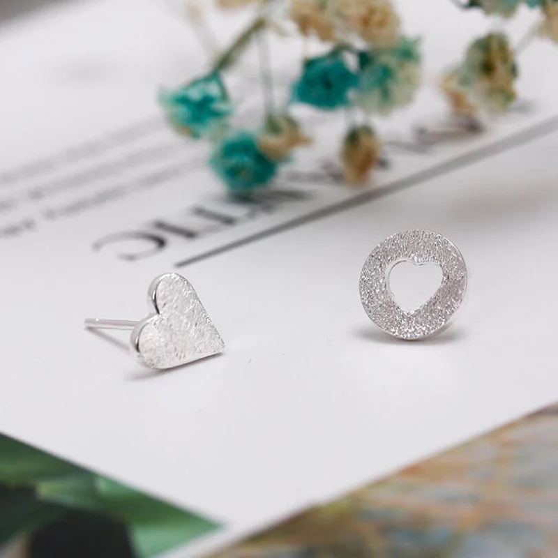 

New Design Round Circle Hear Sterling Silver Stud Earrings for Women Girls New Trendy Earrings Students Ladies Birthday Gifts