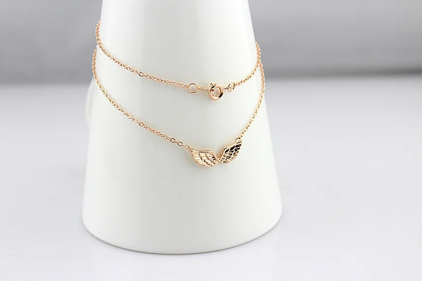 JA5423 14k Rose Gold Plated Dangle Necklace Elegant Style Exquisite Angel Wings Shaped | Украшения и аксессуары