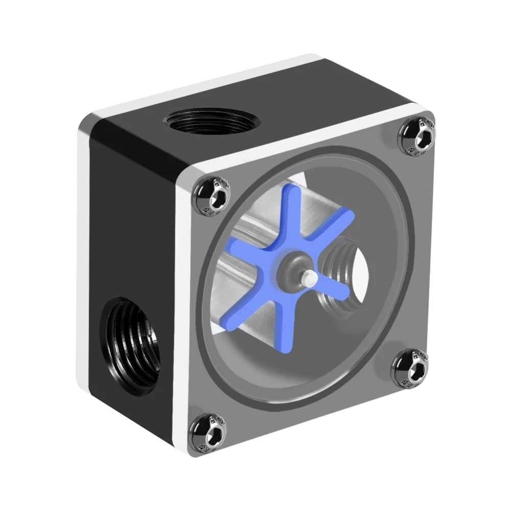 

6 Impeller 3 Ways Flow Meter Indicator for PC Water Cooling System G1/4 Thread