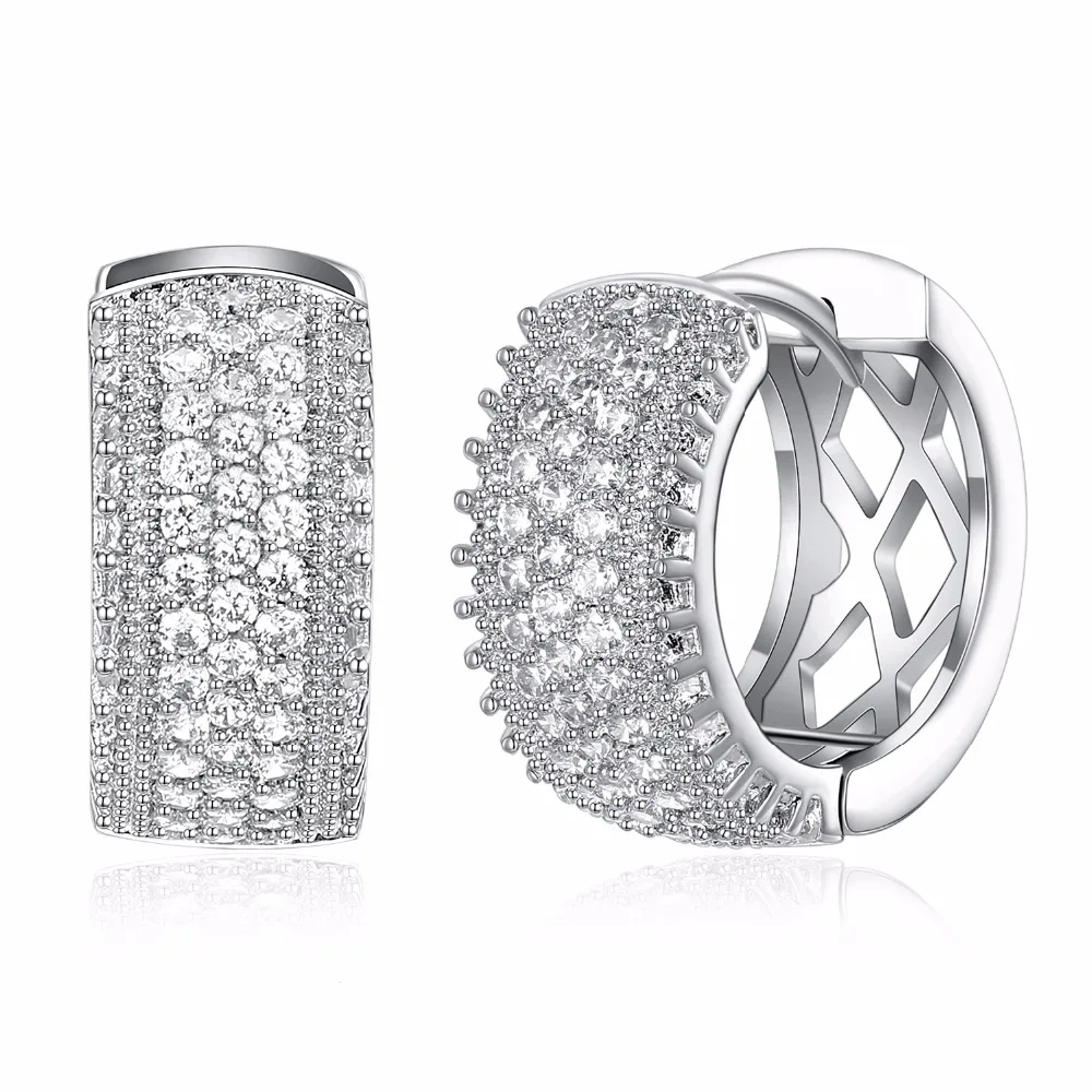 

Hot Sale!! Trendy Round Hoops Pave setting Cubic zircon White-color Cheap price Fashion Huggies Hoop earrings for women