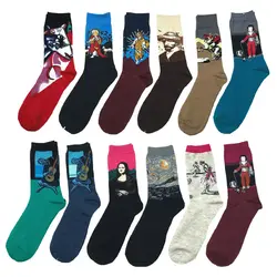 Happy Socks же картина маслом Для мужчин Хлопковые носки до середины ноги для отдыха Для мужчин носки женские носки