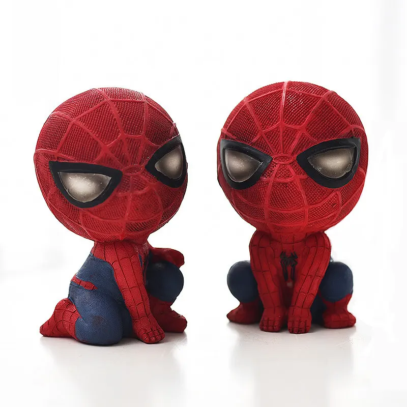 

American Creativity Warrior Spiderman Piggy Bank Figurine Manga Hero Hand Office Resin piggy Bank Craft Personality Student Gift