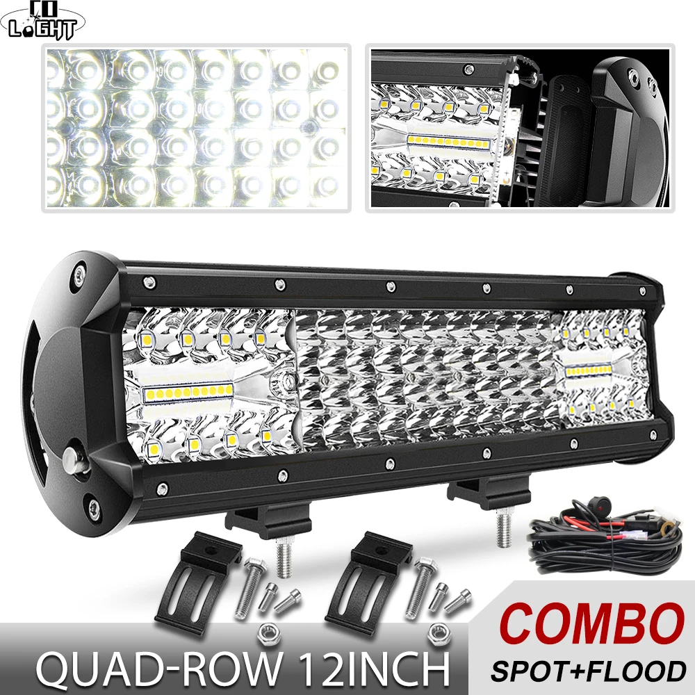 

CO LIGHT 264W Super Bright 4-Rows Led Bar Spot Flood Beam 16D 12" Work Light Bar for Offroad SUV Car Boat Automotive Jeep Trucks