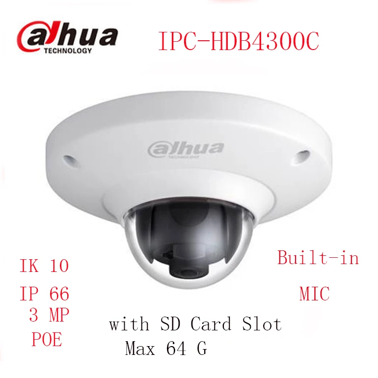 

Dahua IPC-HDB4300C-A english firmware 3MP POE ip camera built-in MIC with sd Card slot replace IPC-HDB4300C dome camer