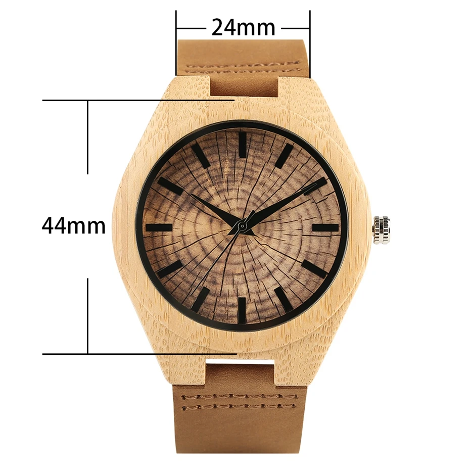 Retro Watch Men's Crafts Wooden Circle Quartz Watches Trendy Wood Pile Growth Ring Genuine Leather Masculino Relogio de Madeira (1)