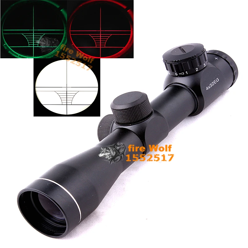 

New Riflescope Optics Hunting Rifle Scope 4x32EG & Illuminated Range-finding Graph Gun Scopes With Free Mounts