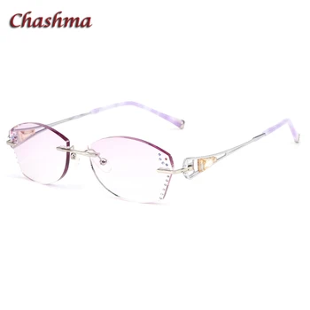 

Chashma Brand Colored Lenses Fashion Glasses Frame lunette de vue femme Rimless Titanium Spectacles Women lentes opticos mujer