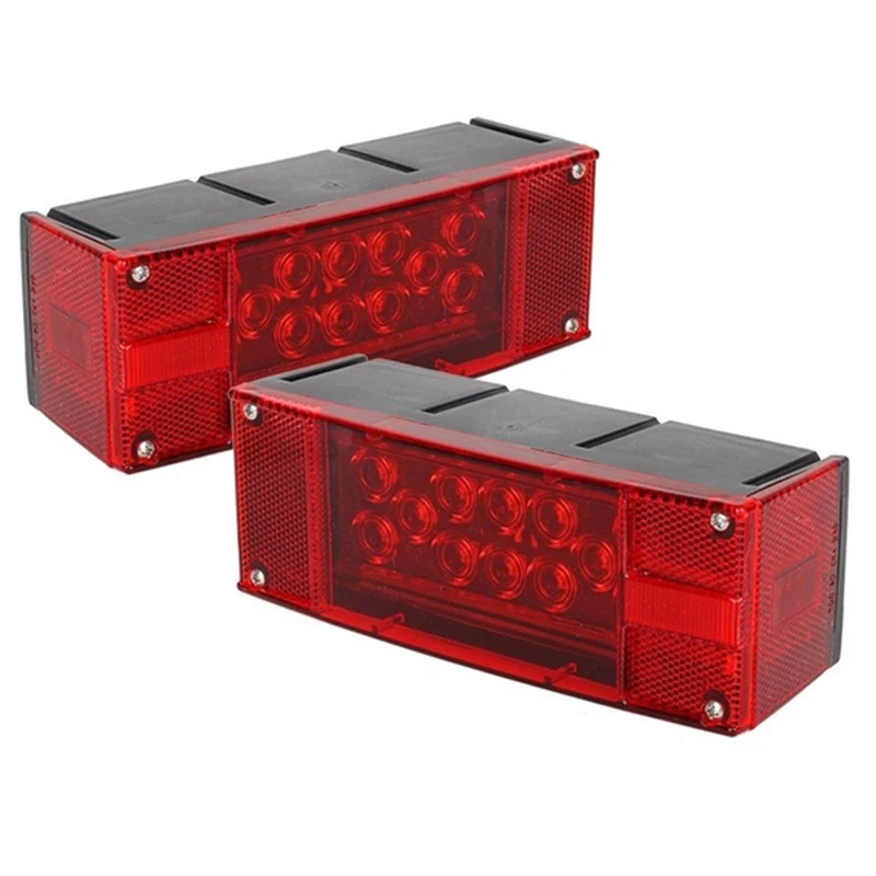 

Submersible Trailer RV Rectangle Led Light Kit Red Stop Turn Tail Brake Over 80 Inch