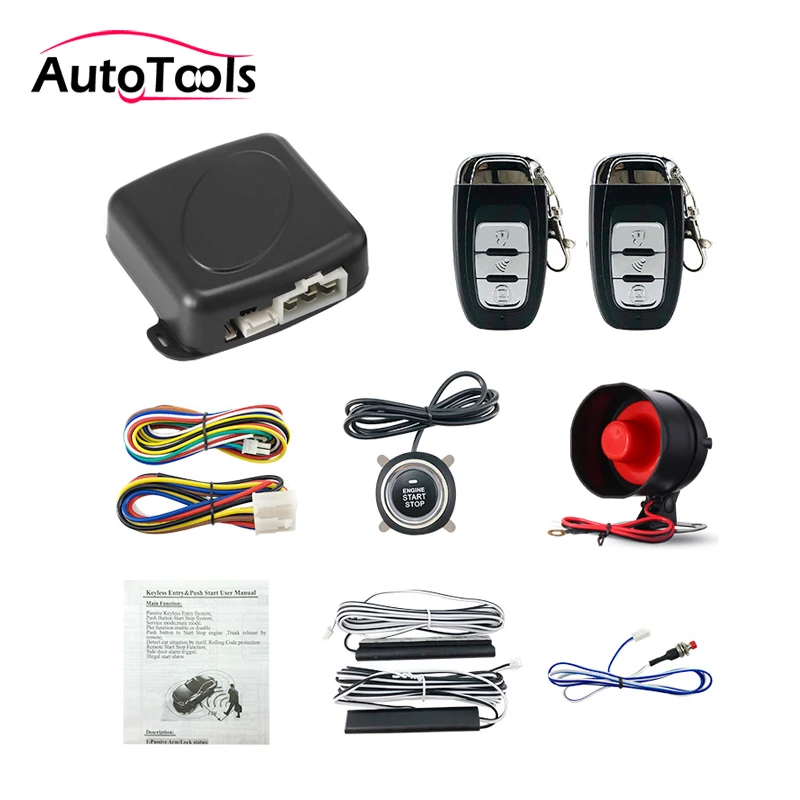 

PKE Keyless Entry System one Start stop button with Alarm System Push Button Remote Starter via free shipping