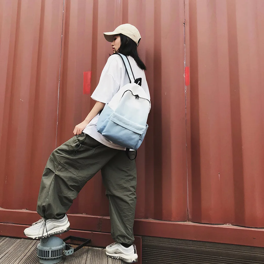

College Couple Canvas Backpack Large Capacity Discoloration Student Backpack Teenager School Bag Couples Back Pack Travel Bag