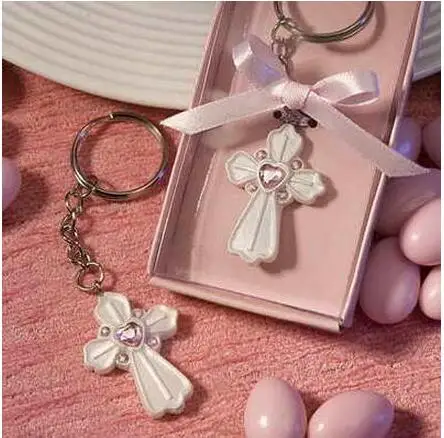 

100 pcs Pink Cross Design Favor Saver Key Chain Favors party favor wedding favor and gift DHL Fedex Free Shipping