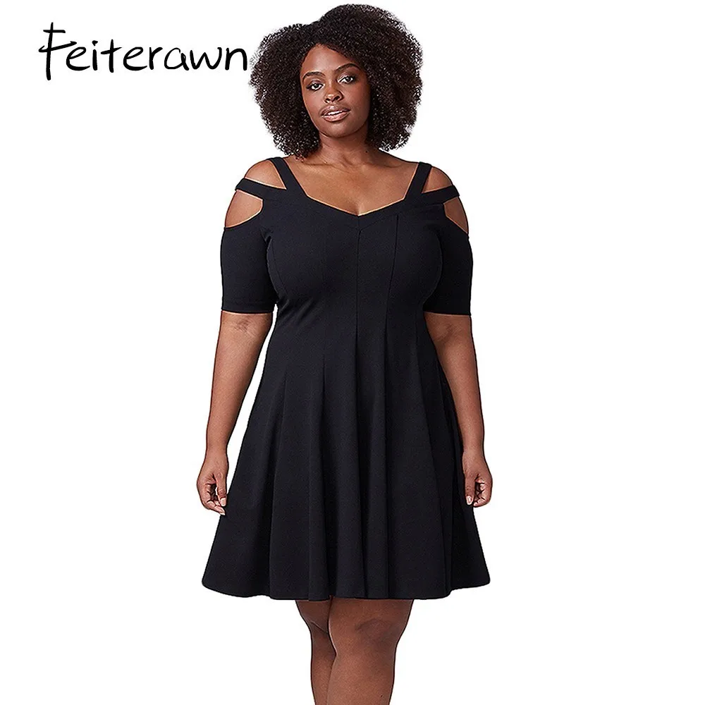 black plus size fit and flare dress