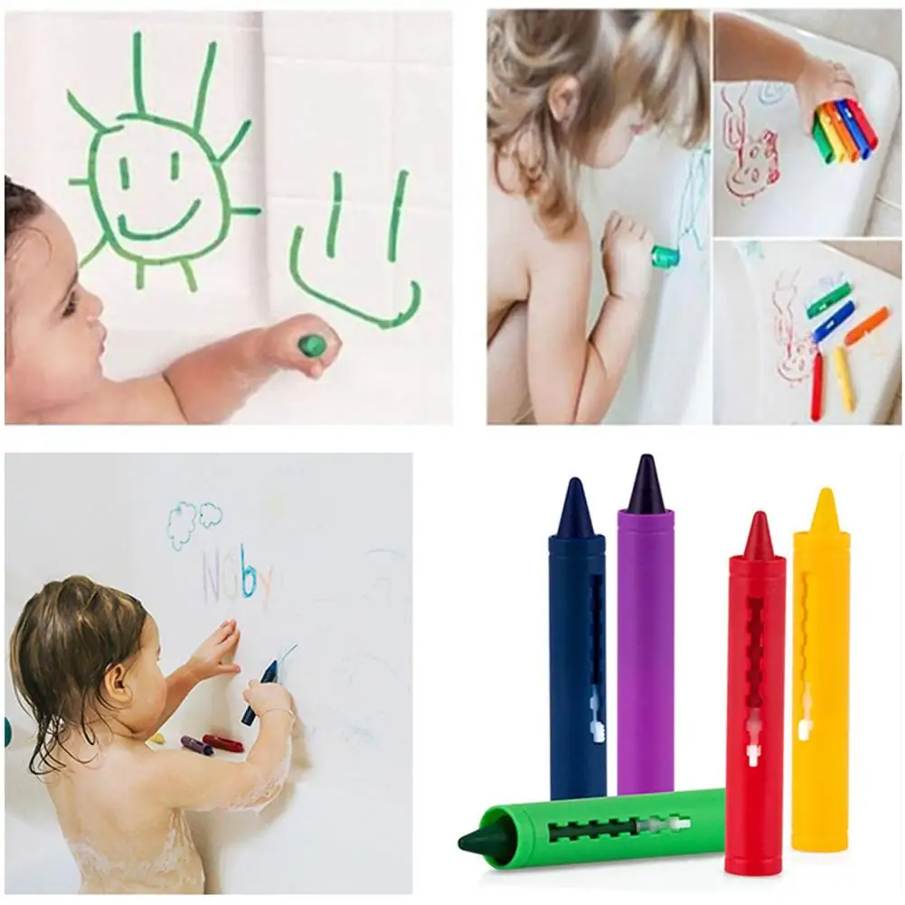 

LeadingStar 6PCS/Set Baby Bathroom Crayons Washed Color Creative Colored Graffiti Pen For Kids Painting Drawing Supplies Bath Toy