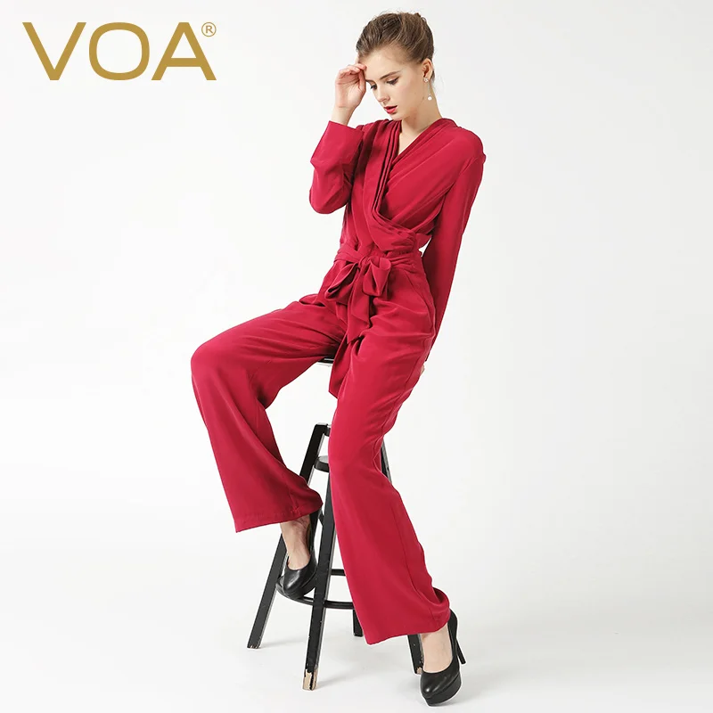 VOA 2018 сезон весна осень Модные женские повседневные размера плюс комбинезоны с v