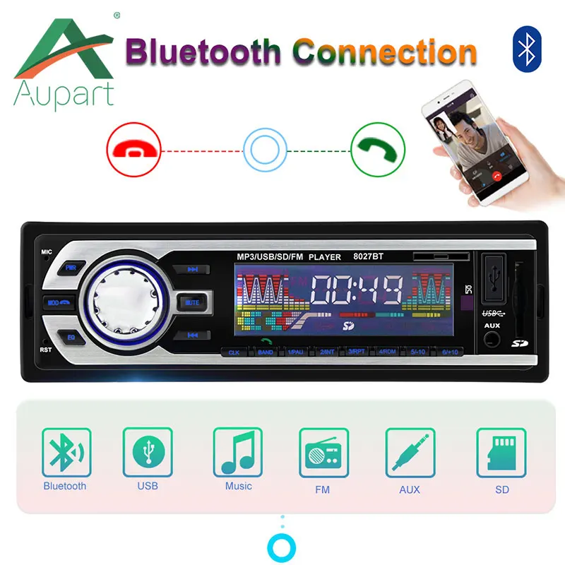 

Car Electronics 12V Autoradio Audio Player 1 DIN Car Radio Kits Stereo FM Tuner Bluetooth AUX MP3 Player SD USB Car-Charger