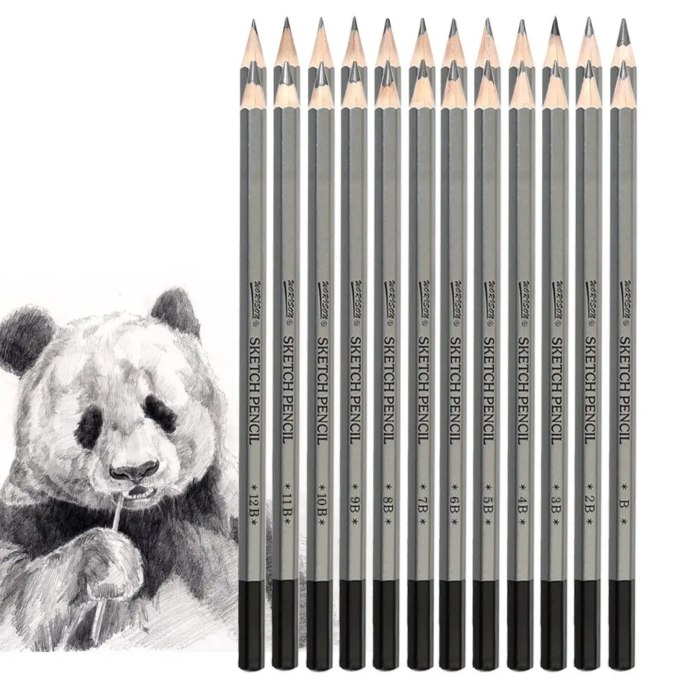 24 карандаши комплект Книги по искусству Рисование карандашами 14B, 12B, 10B, 9B, 8B, 7B, 6B, 5B, H-9H, Графитовые Карандаши для взрослых и детей Книги по искусству ists