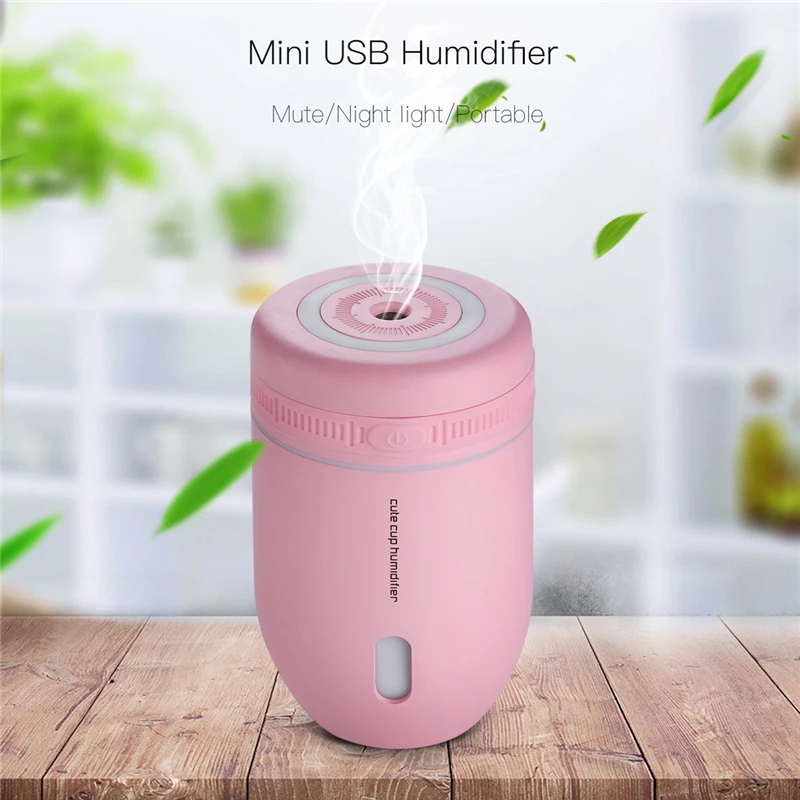 

Mini USB Mist Humidifier for Home Office Car Travel Portable Cute Cup Desktop Humidifier with 7 Color LED Lights and No Noise 28