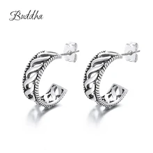 Европейский Винтажный серебряный цвет бесконечные серьги круг ручной работы Средний обруч серьги Будда БАЛИЙСКАЯ обертка для женщин модные ювелирные изделия