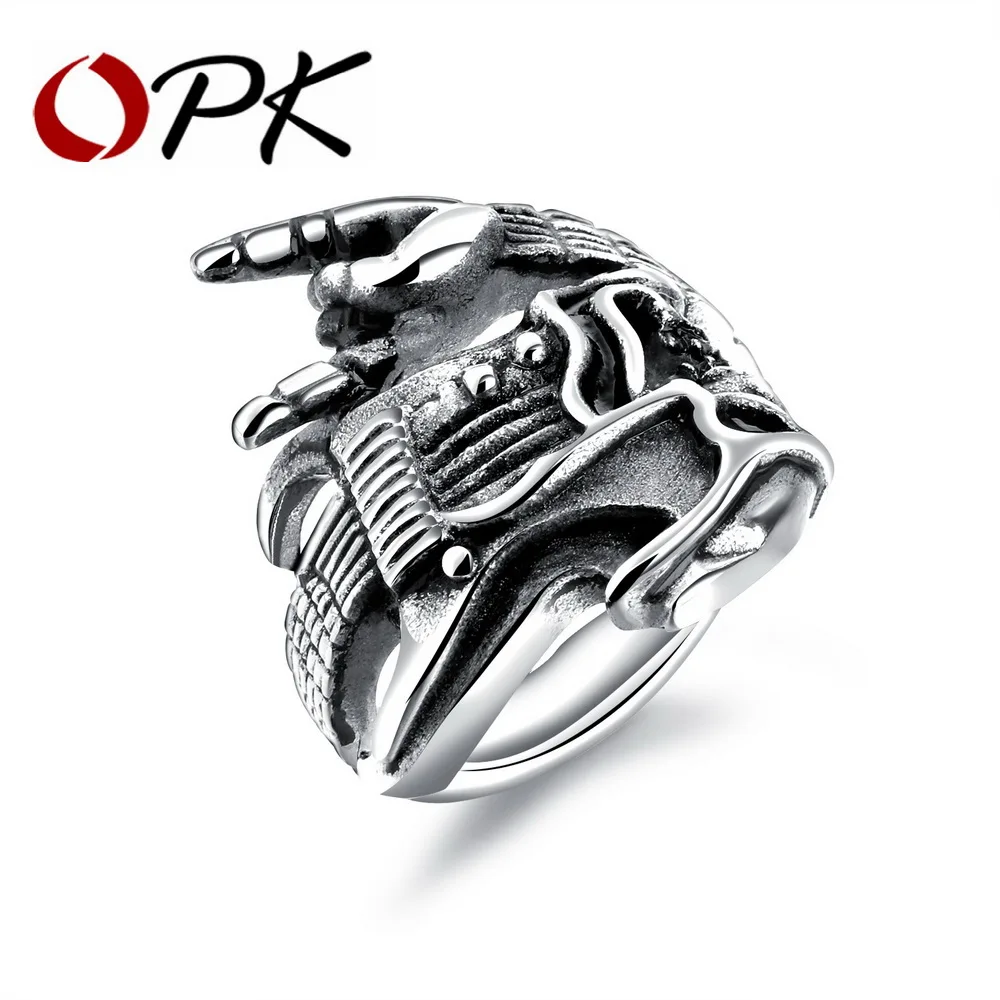 OPK Punk Men's Biker Ring Bass & Horned Hand Design Stainless Steel