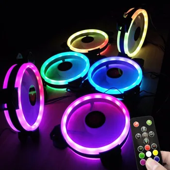 

Computer PC Cooler Cooling Fan Double Ring 366 Modes 10 Level Adjust Speed RGB LED 120mm Cooling Fan For CPU High-airflow 2019