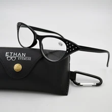 Модные хрустальные женские очки для чтения с кошачьими глазами, мужские очки из смолы с полной оправой, очки с чехлом, черные, леопардовые