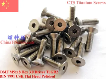 

Titanium screws M5x18 DIN 7991 Hex 3.0 Driver Flat Head Ti GR2 Polished 10 pcs
