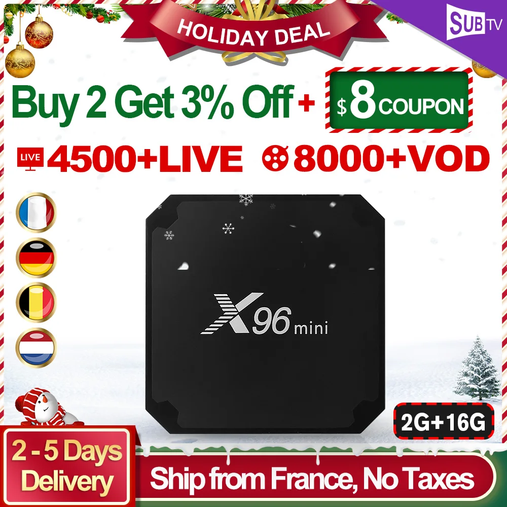 X96Mini Arabic IPTV France SUBTV IP TV Belgium Android 7.1 S905W 2+16GB 1 Year IPTV Subscription Netherlands Italian IPTV Code  