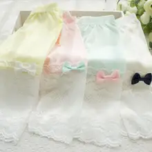 Г. летняя стильная одежда для малышей леггинсы с кружевным бантом для девочек Однотонные обтягивающие детские леггинсы до середины икры с кружевом