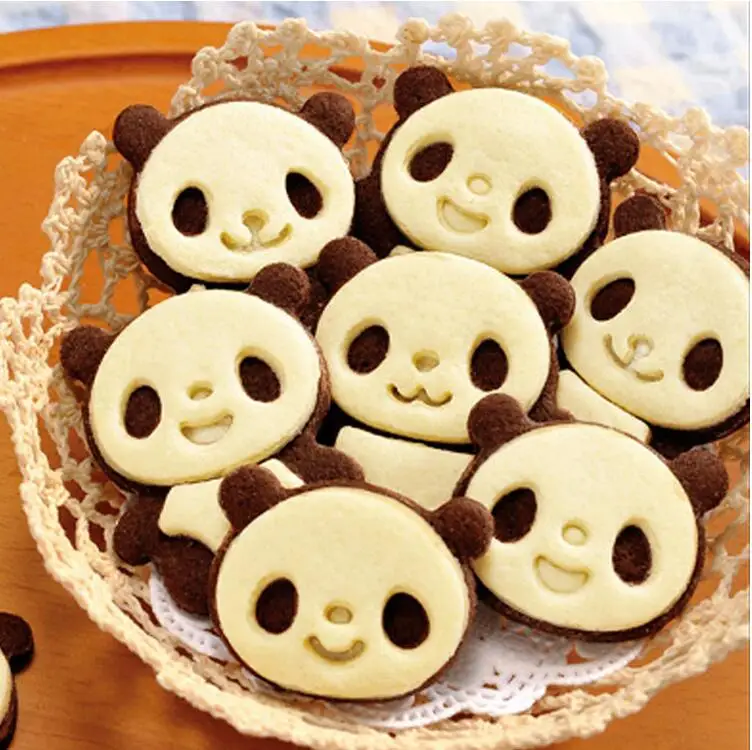 Hand Cartoon Panda Cookies Cutter Stamp Rvs Biscuit Mould Set Baking Tools Cutter Tools Cake Decoration 4pcs/set Bakeware Mold