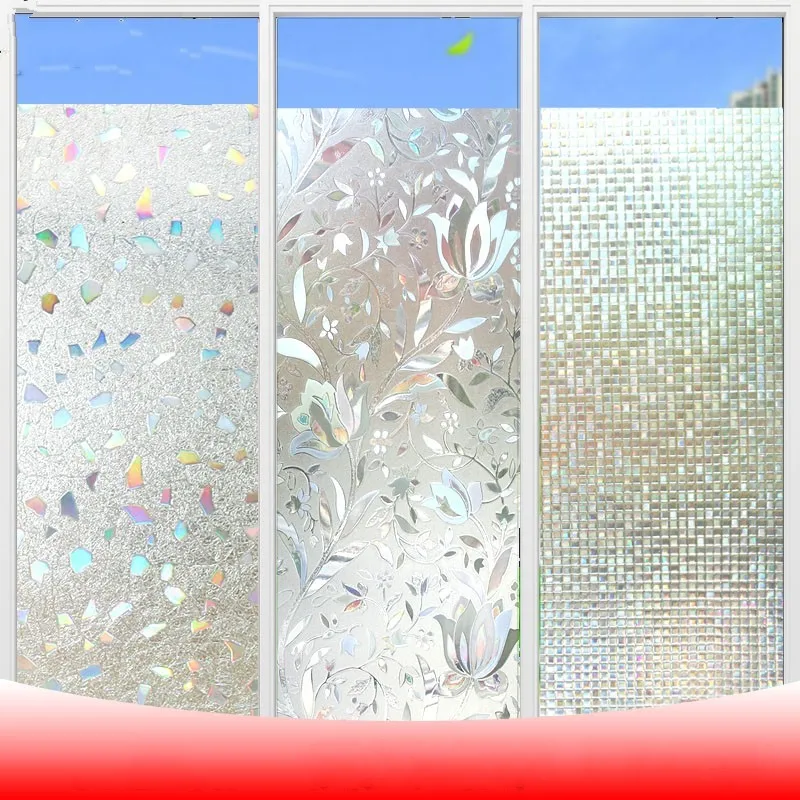 

3M Long 3D laser electrostatic glass film for move doors and windows flower paper sunshade window stickers Opaque Glass Stickers