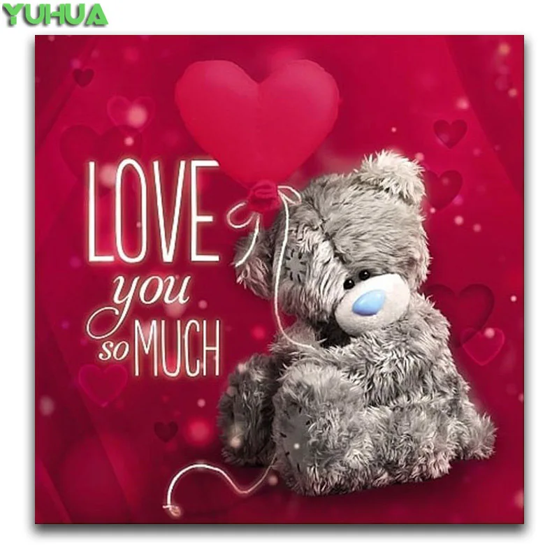 5D DIY Алмазная вышивка крестиком на рисунке, Teddy Bear полная квадратная Алмазная вышивка мультфильм животных Круглый Алмазная мозаика «любящее сердце» - Цвет: 19