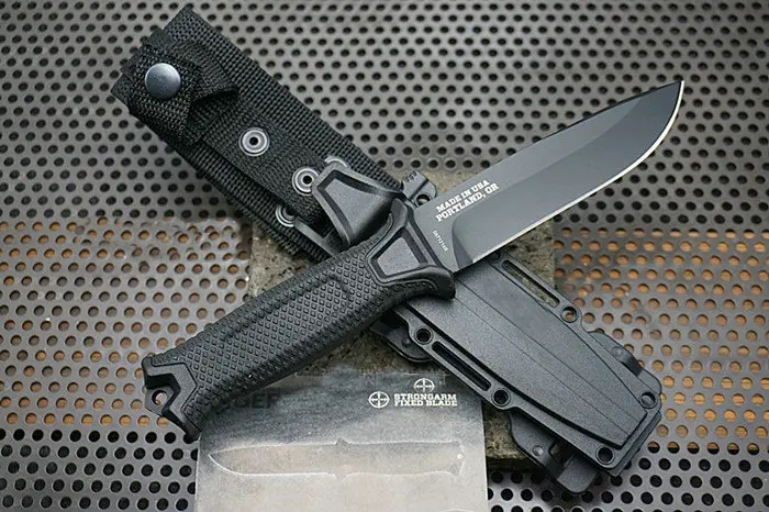 1500 черный/хаки охотничий нож с ручкой 12C27 стальное лезвие, резиновая ручка, тактический нож походные ножи с оболочкой дропшиппинг - Цвет: Black