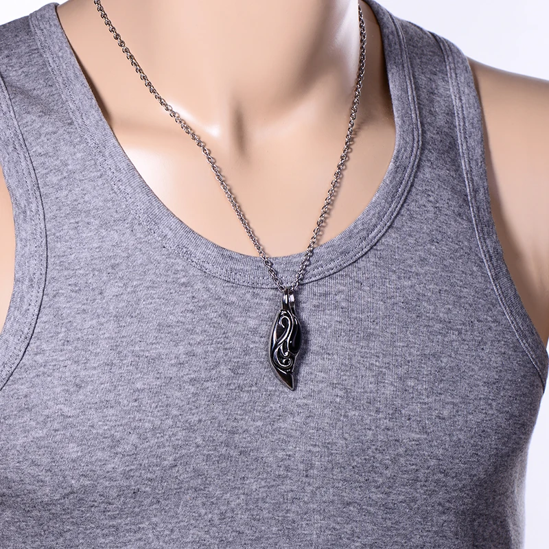 

ZFVB Mens Wolf Fang Tooth Necklace Pendant Stainless steel Stark Wolf Tooth Dragon Rhinestone Pendants Vintage Bijoux Gift