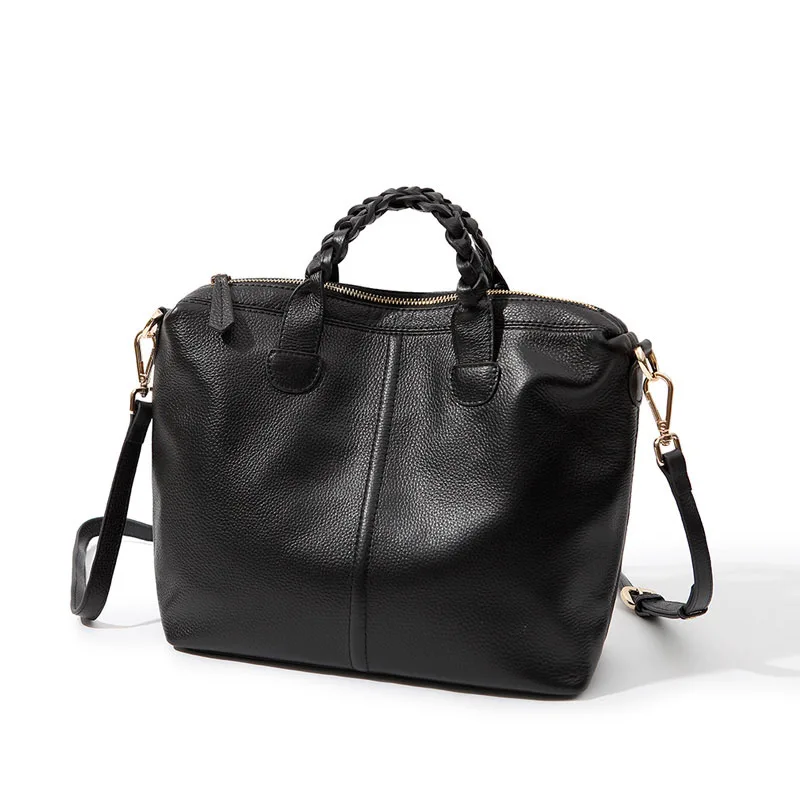 Free shipping! New large capacity soft Calfskin women handbags retro simple shoulder bag woven handle women messenger bag