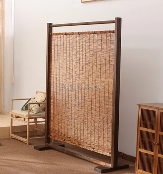 

Chinese style Natural Reed wood screens folding curtain room screens outdoor divider screens room for Hotel Coffee Tea Room
