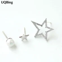 Дизайн Хрустальная звезда имитация жемчуга серьги-гвоздики 925 пробы серебряные серьги для женщин Brincos