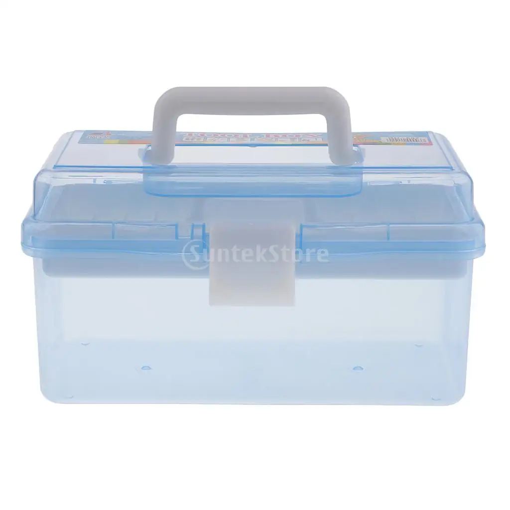 2 слоя пластика швейная Ювелирная живопись ящик для инструментов ящик для хранения Органайзер розовый/синий ювелирные изделия инструменты аксессуары - Цвет: Blue
