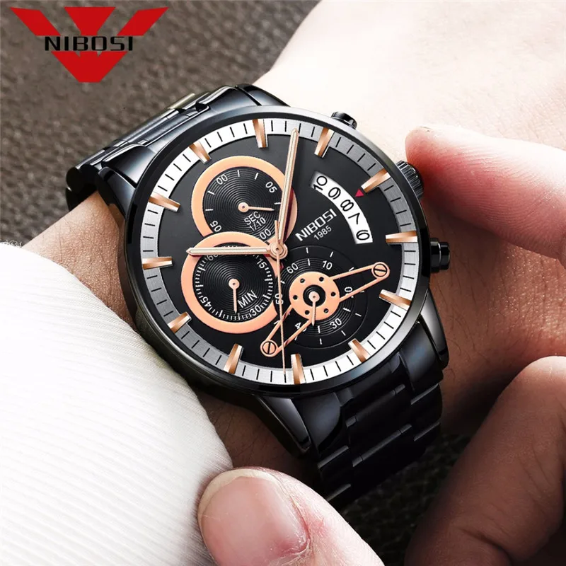

Nibosi Business Men's Watch Waterproof Calendar Male Analog Clock Luxury Sport Stop Watch Men Quartz Wristwatches Reloj Hombre