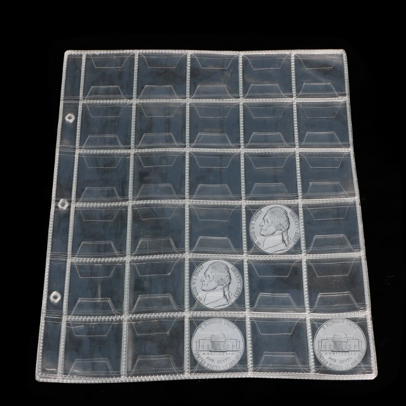 30 Pockets Classic Coin Holders Folder Pages Sheets For Storage
