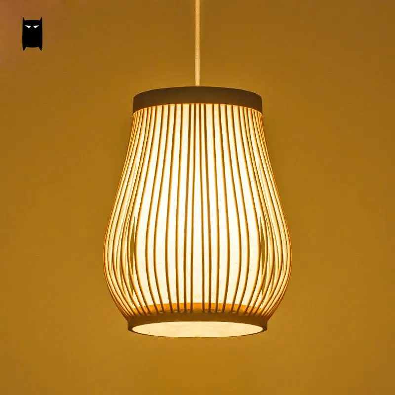Asian Lighting Fixtures Promotion For Promotional Bamboo Wicker Rattan Lantern Pendant Light Fixture Rustic Asian Creative Japanese Lamp Luminaire Foyer Dining Table Tea Room