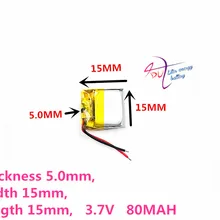 Лучшая батарея бренд 3,7 V полимерная литиевая батарея 501515 80MAH bluetooth-гарнитура маленькая игрушка беспроводная гарнитура 80mAH