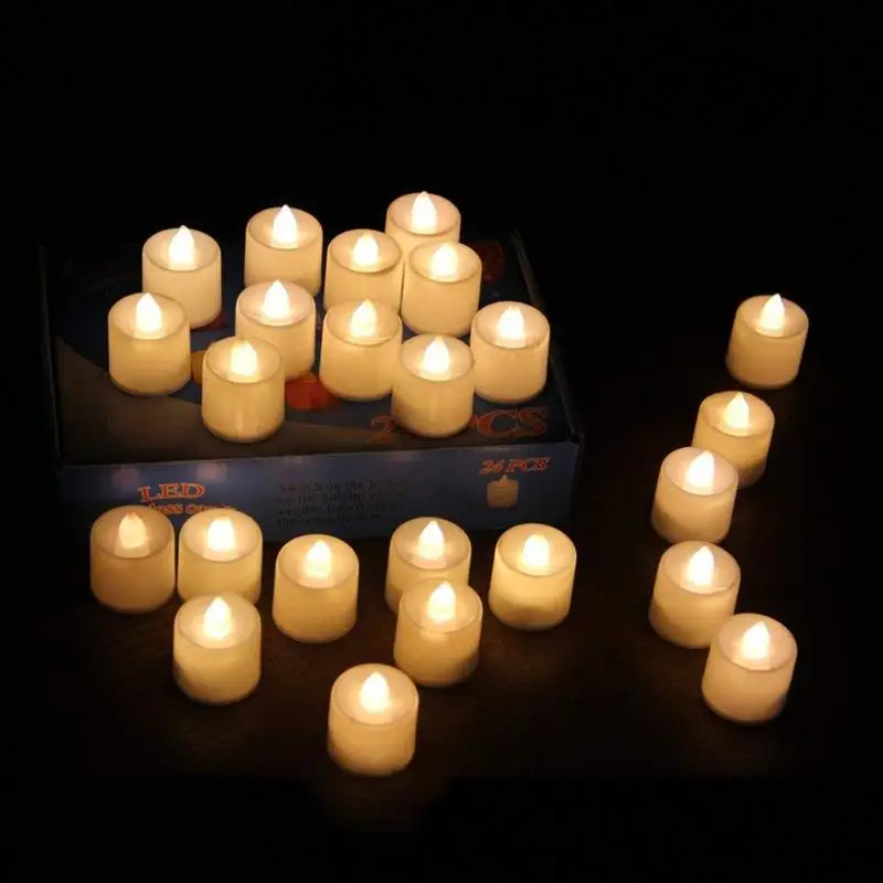 24 шт./компл. электронные светодиодные свечи лампа бездымного свеча с искусственным пламенем дома свадьба день рождения украшения