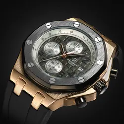 Torbollo Новый Для мужчин часы кварцевые часы Gold Case резинкой 3ATM водостойкой кварцевые наручные часы